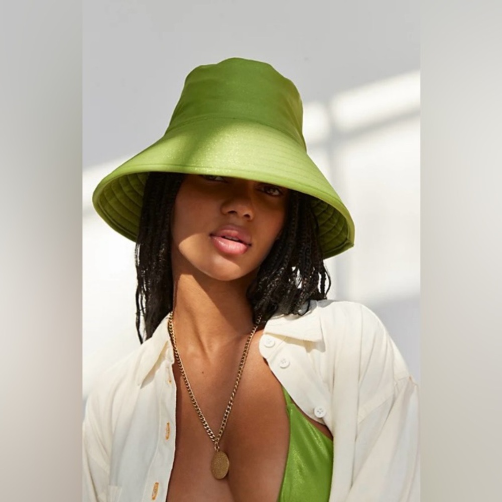 Urban Outfitters Lime Green Metallic Shimmer Bucket Hat